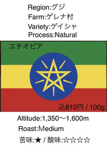 エチオピア ゲイシャ ナチュラル 100g