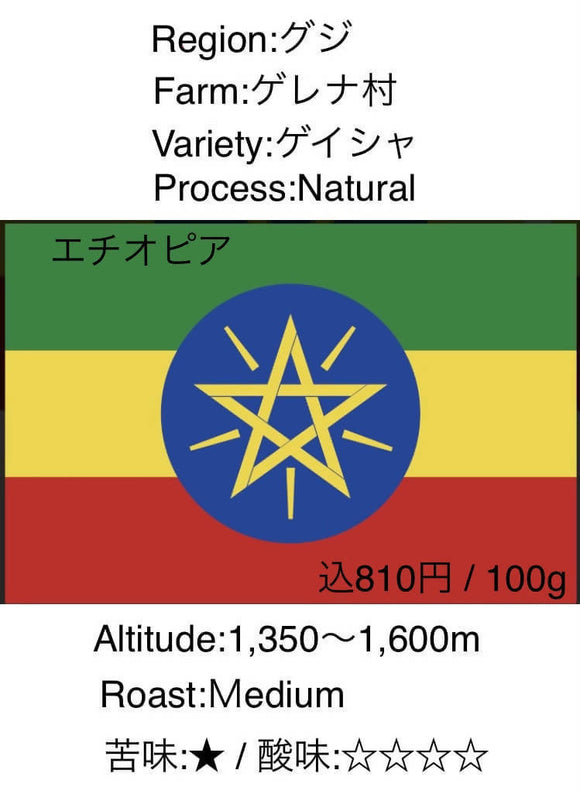エチオピア ゲイシャ ナチュラル 100g